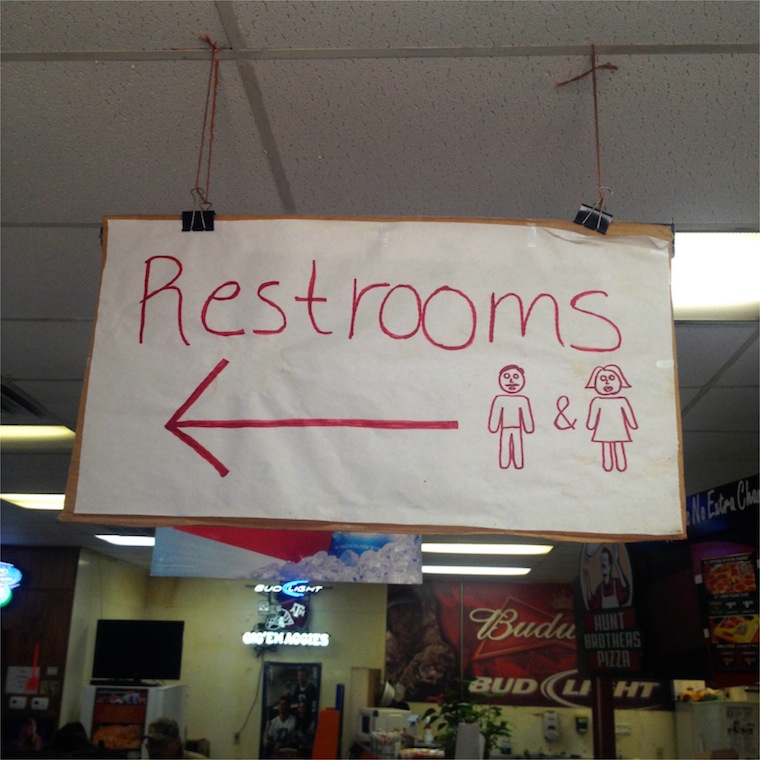 RG Restrooms Sign